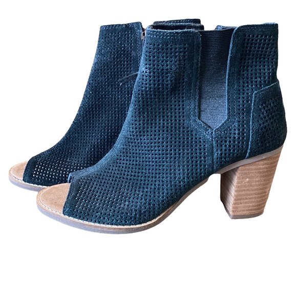 Toms Shoes - TOMS Women's Majorca Peep Toe Black Booties 7.5